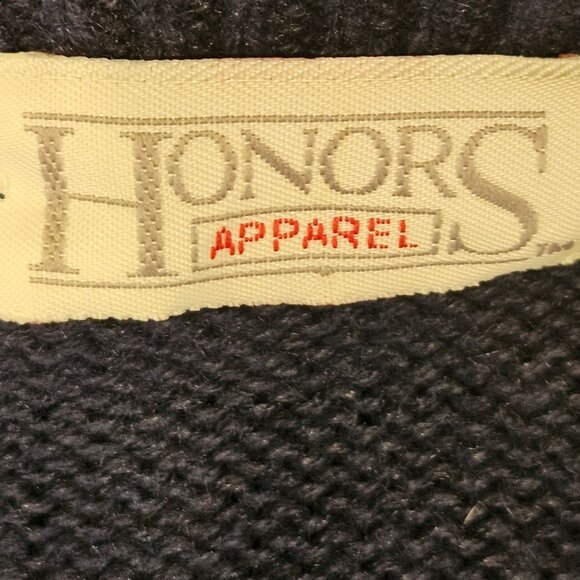 Vintage Honors Navy & White V-Neck Womens L Sweater Diamond Pattern career casua - Picture 7 of 9